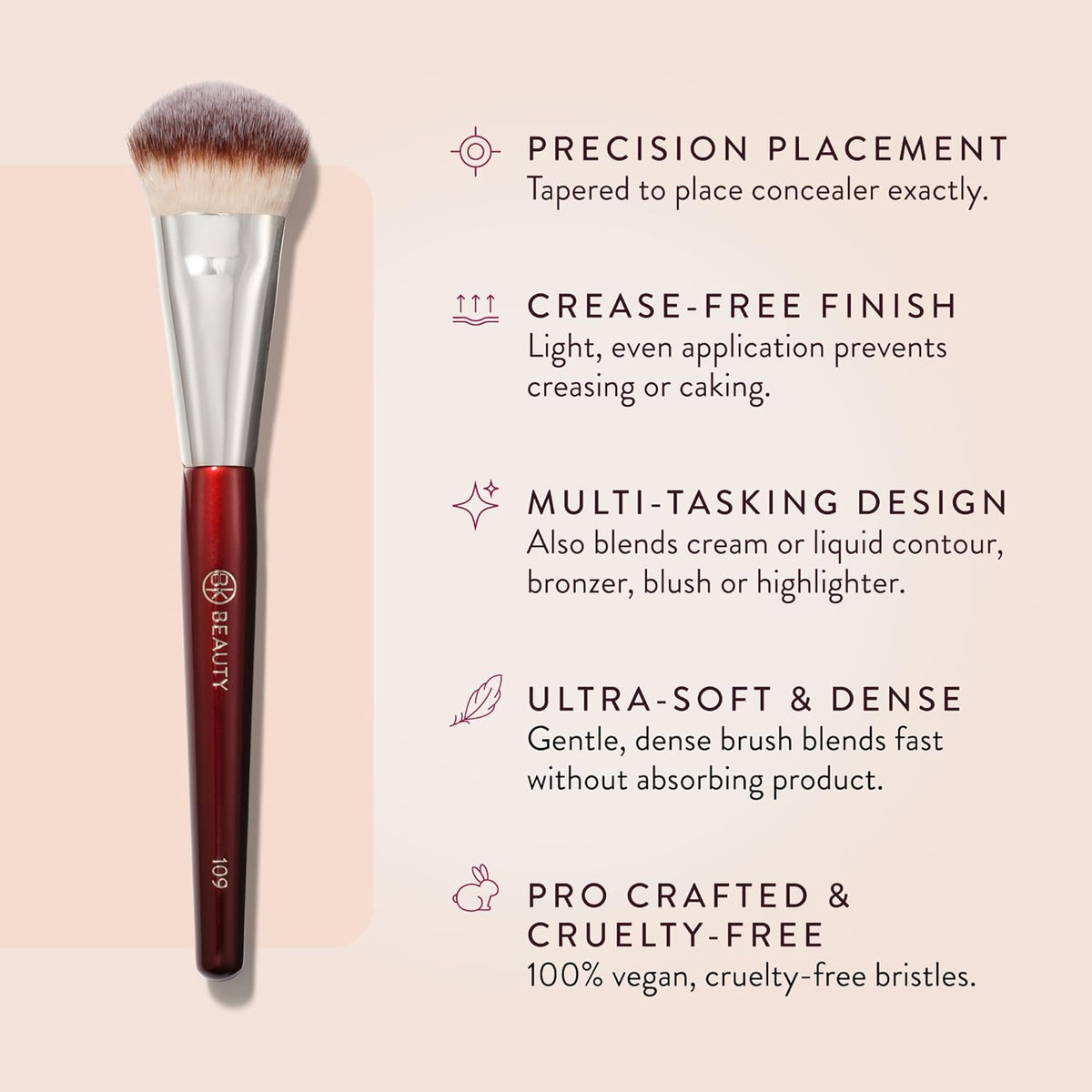BK BEAUTY 109 Mini Contoured Foundation Brush for Liquid & Cream