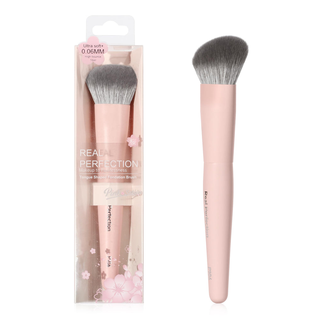 REAL PERFECTION Buffing Foundation Brush, Professional Face Makeup Brush for Streak-Free Application, Suitable for All Skin Synthetic Cruelty-Free Beauty Brush for Liquid Cream Foundation Bronzer