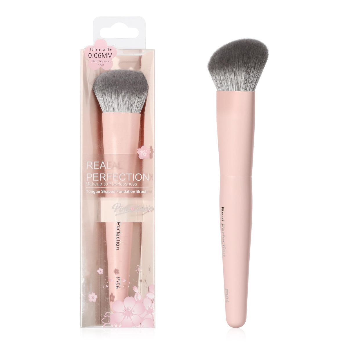 REAL PERFECTION Buffing Foundation Brush, Professional Face Makeup Brush for Streak-Free Application, Suitable for All Skin Synthetic Cruelty-Free Beauty Brush for Liquid Cream Foundation Bronzer