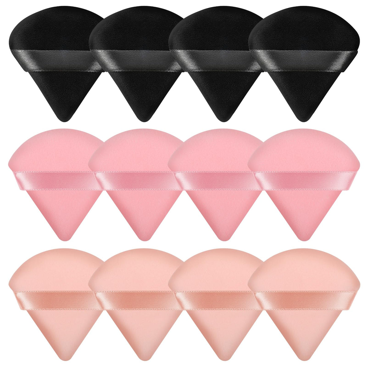 Pimoys Powder Puffs, 12 Pack Triangle Makeup Sponges, Black
