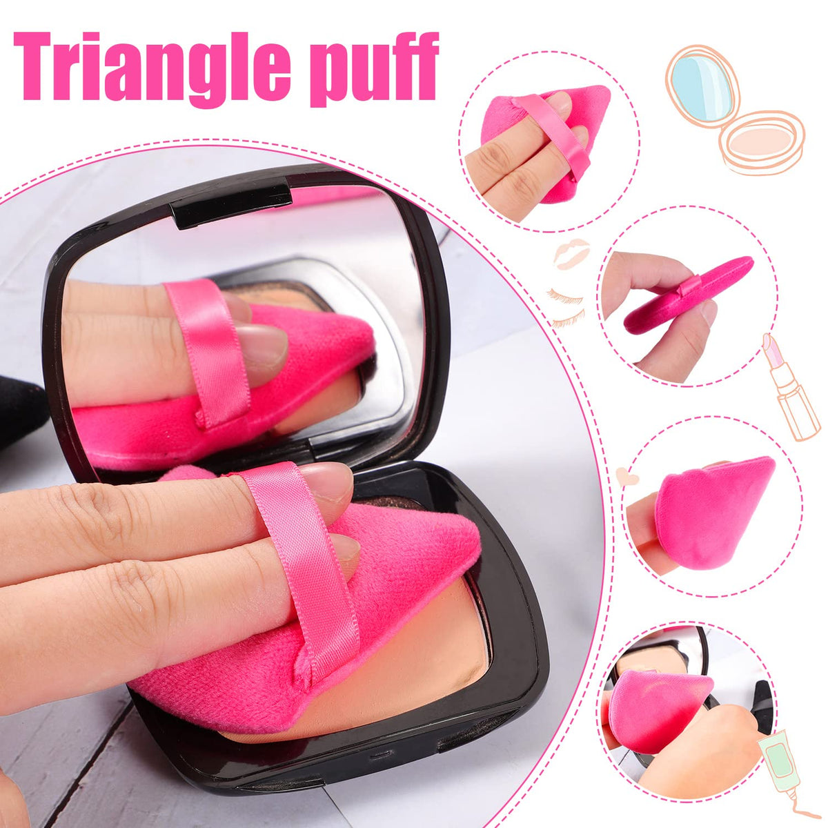 Pimoys 6 Pcs Powder Puff, Triangle and Round Makeup Puffs Makeup Sponge