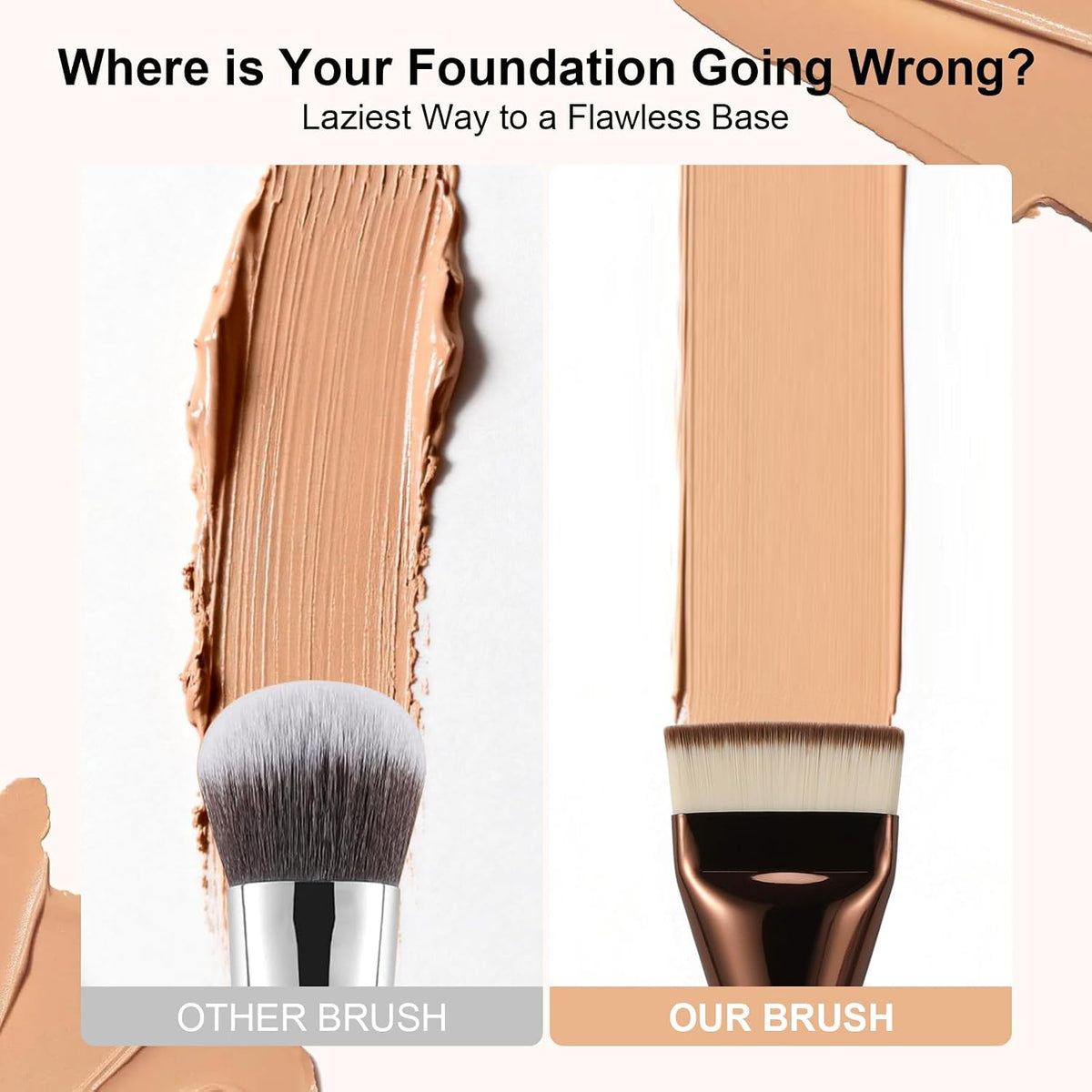 Flat Foundation Brush, Korean Spatula Foundation Brush with Dense Bristles, Professional Face Makeup Brush for Liquid & Cream Blending(Coffee）