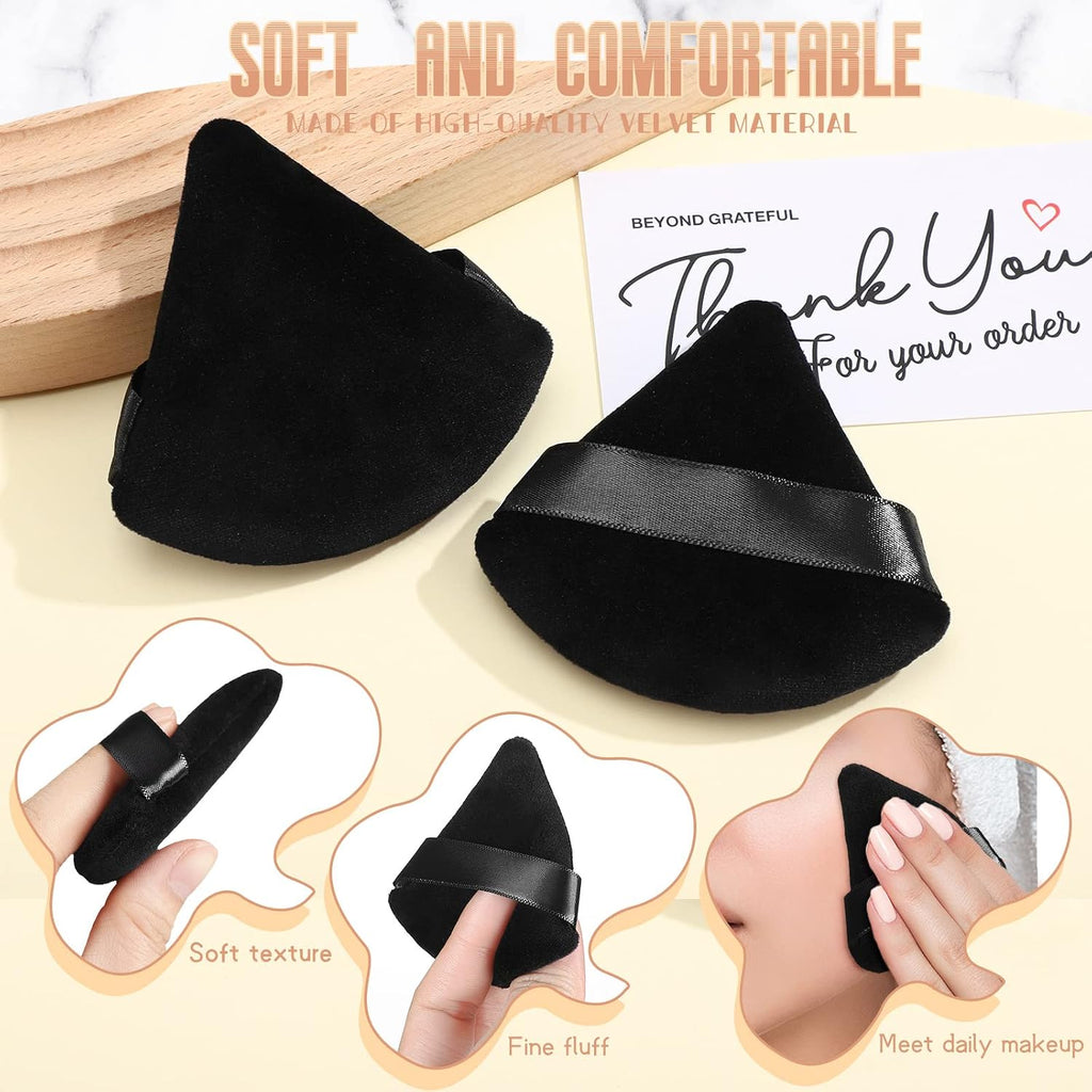 Suclain 48 Pcs Triangle Powder Puff Velour Makeup Sponges,Black