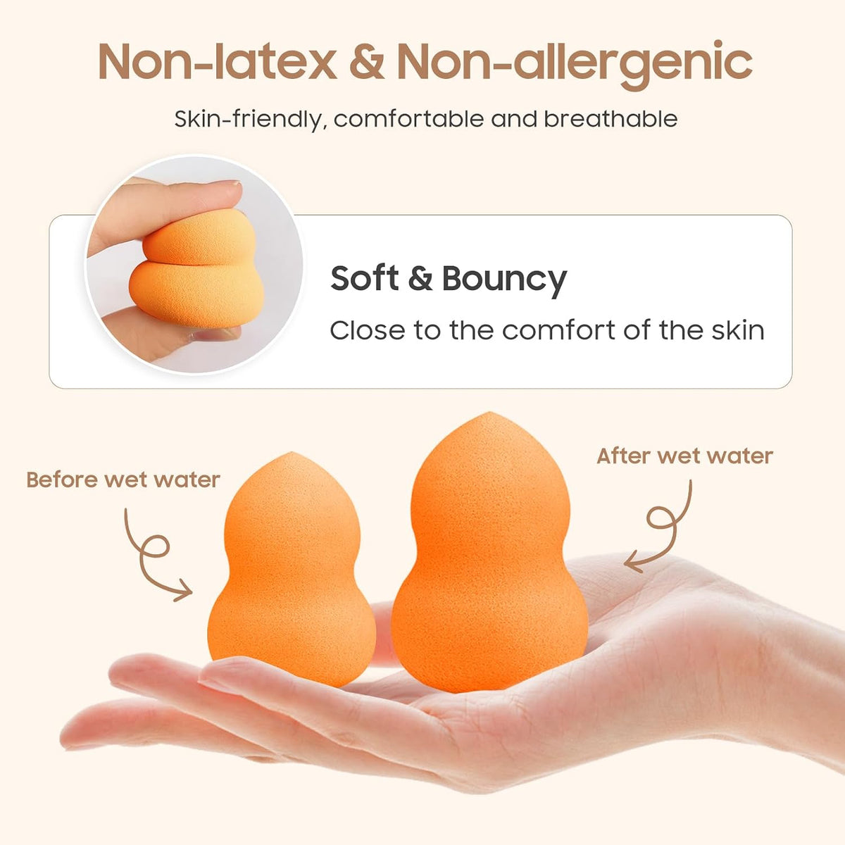 15 Pcs Multicolor Makeup Sponge Set, Latex-Free Soft Wet/Dry for Foundation