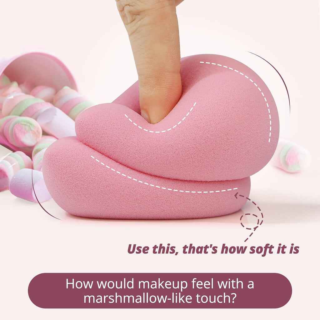 BEAKEY Makeup Sponge Set of 2, Flat Duo Patented Pink Beauty Sponges