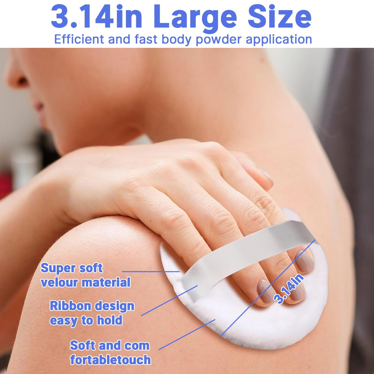 2 Pcs Powder Puff,3.14 Inch Powder Puffs for Body Powder Face Loose Powder Large(White)
