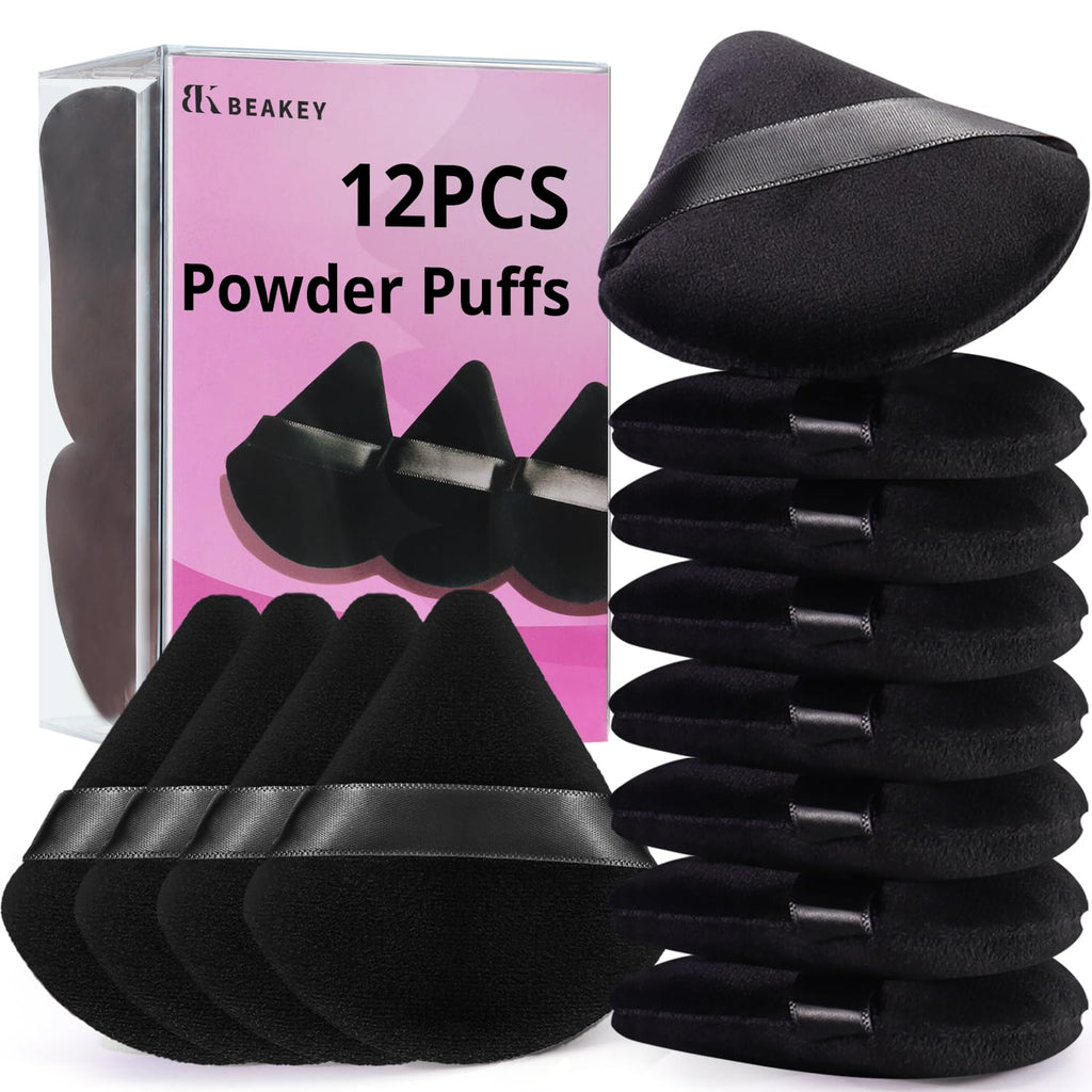 BEAKEY Powder Puff, 12pcs Face Triangle Powder Puffs for Loose & Foundation