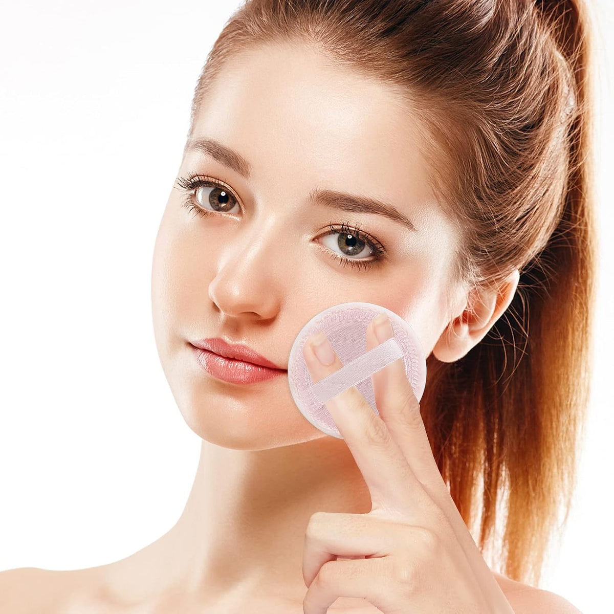 WLLHYF 12PCS Make Up Puffs Pink Cotton Cosmetic Puff Round Powder Make Up Puff for Makeup Face Powder Velour Puffs for Loose PowderWashable (pink)