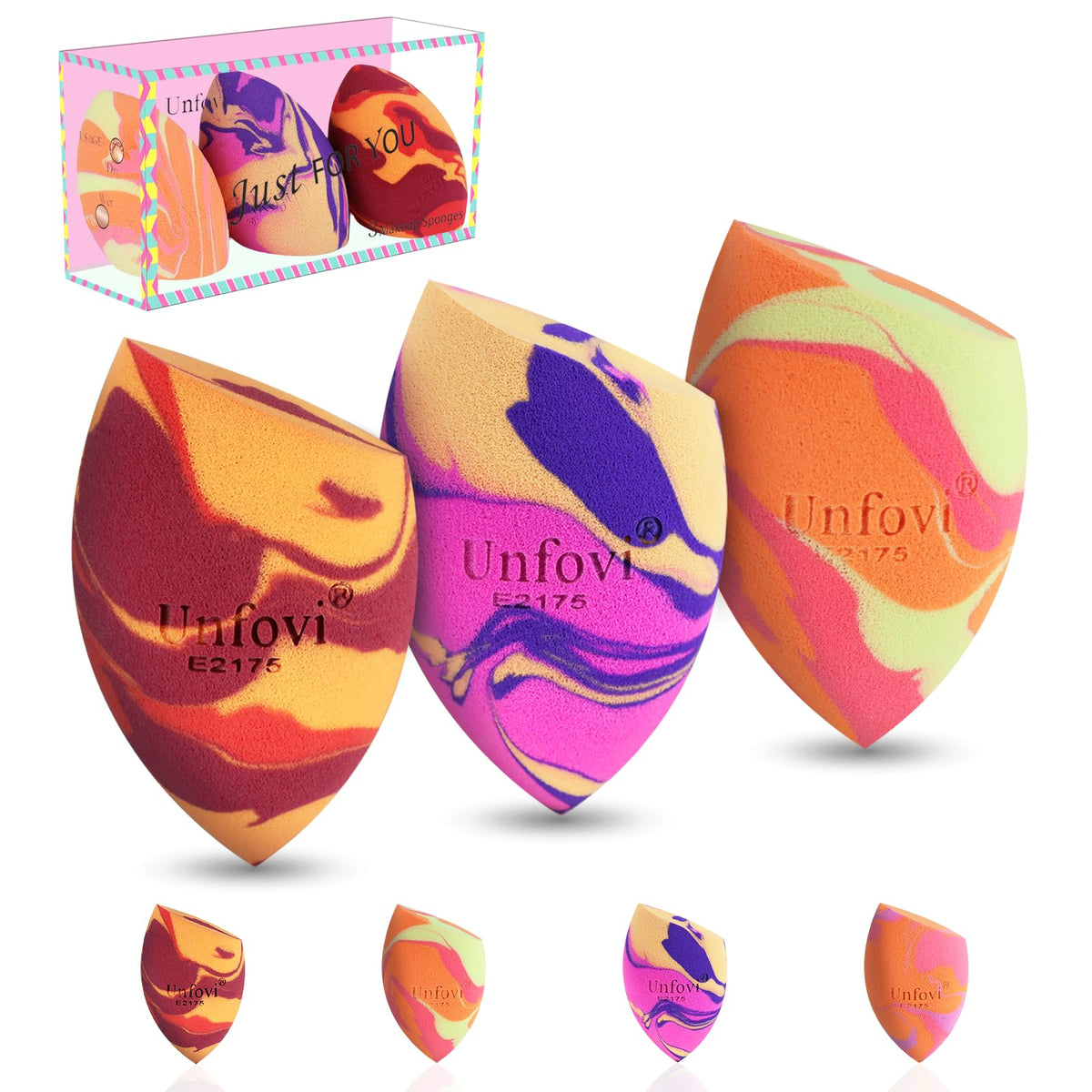 7-Pack Makeup Sponges Set, Cosmetic Sponge for Foundation & Concealer, Latex-Free Reusable Beauty Face Blender, Soft Makeup Blenders for Liquid, Cream, Powder Wet/Dry Application (Multi)