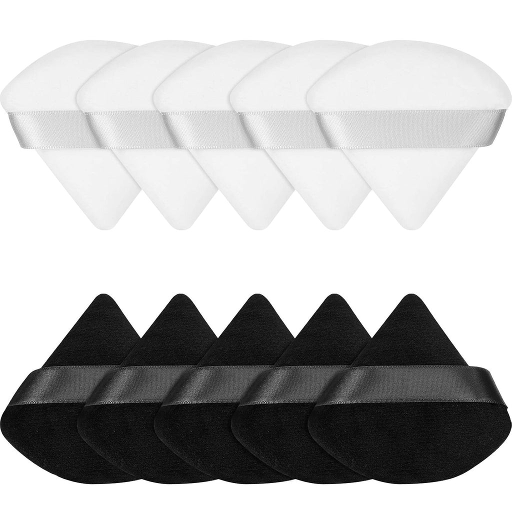 Maitys 10 Pcs Triangle Powder Makeup Puffs Face Soft Velour Puff Beauty Setting Sponge for Loose, Foundation Blending, Blender Makeup Tool for Women Girl