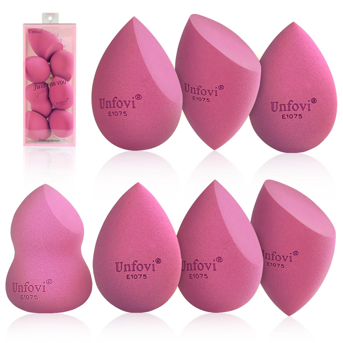 7-Pack Makeup Sponges Set, Cosmetic Sponge for Foundation & Concealer, Latex-Free Reusable Beauty Face Blender, Soft Makeup Blenders for Liquid, Cream, Powder Wet/Dry Application (Multi)