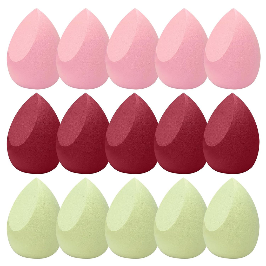 15-Pcs Makeup Sponge Set, Soft Latex-Free Wet&Dry for Foundation, Concealer