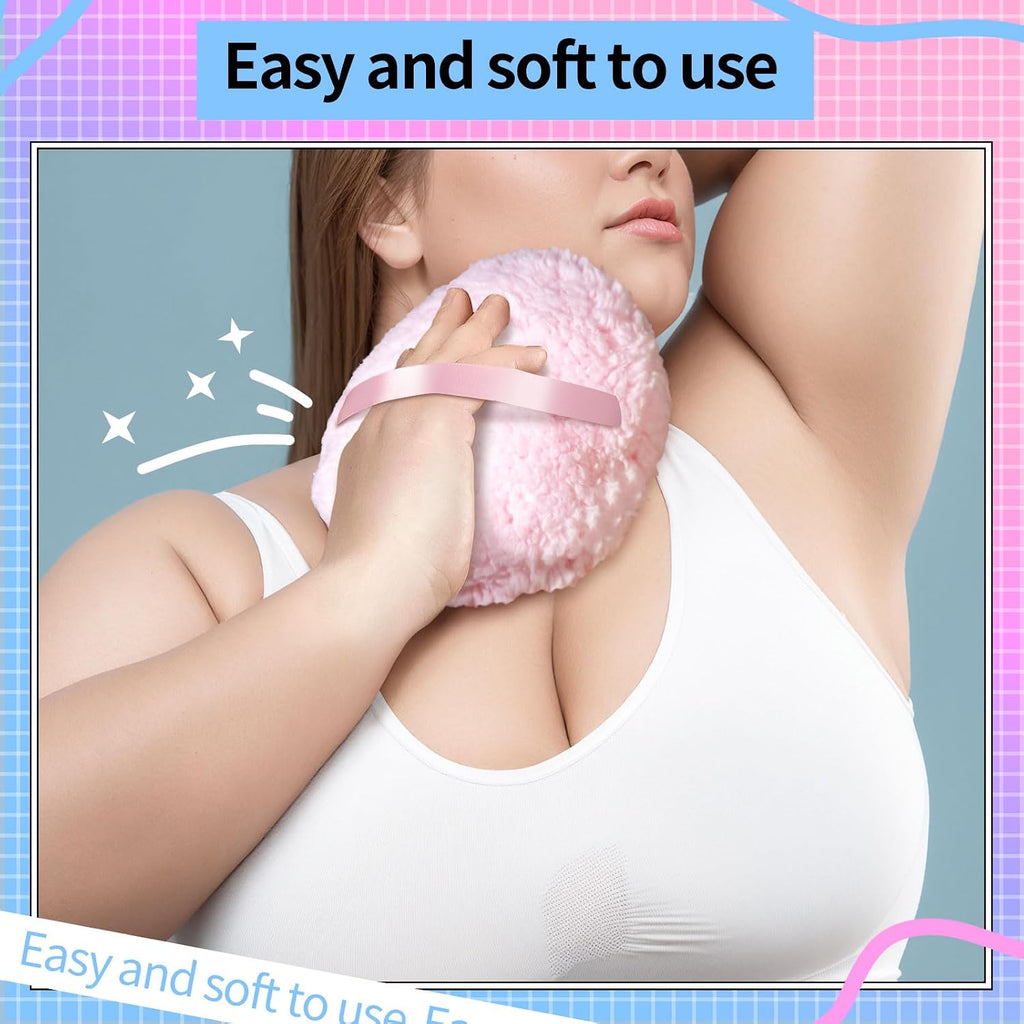 Powder Puff, 6" Powder Puff for Body Powder, Body Powder Puff, Soft Body Powder Puff and Container, Extra Large Women Pink