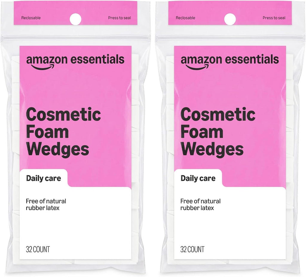 Amazon Essentials Cosmetic Foam Wedges For Makeup, 32 Count (Previously Amazon Basics)