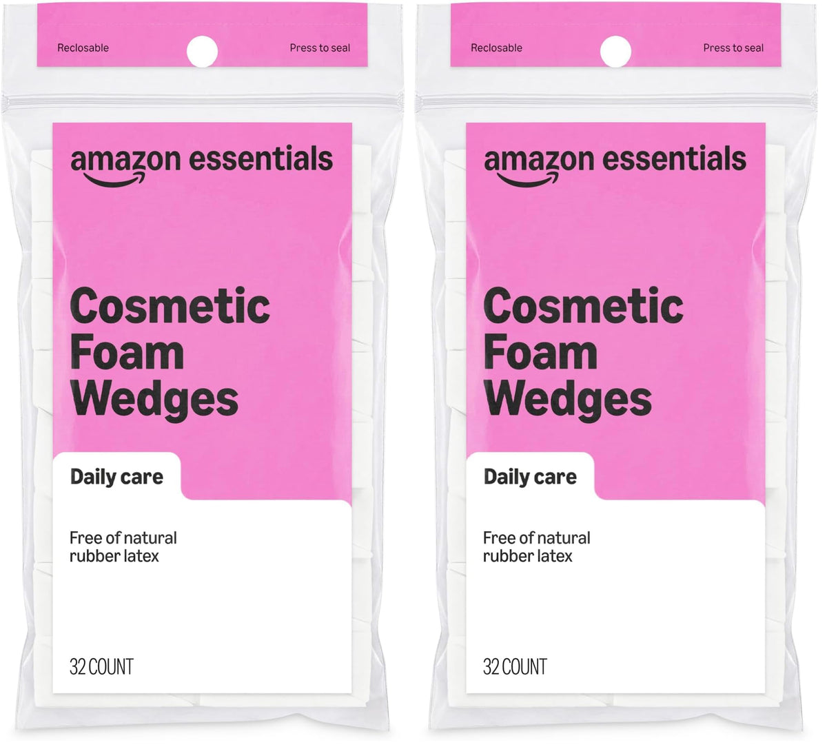 Amazon Essentials Cosmetic Foam Wedges For Makeup, 32 Count (Previously Amazon Basics)
