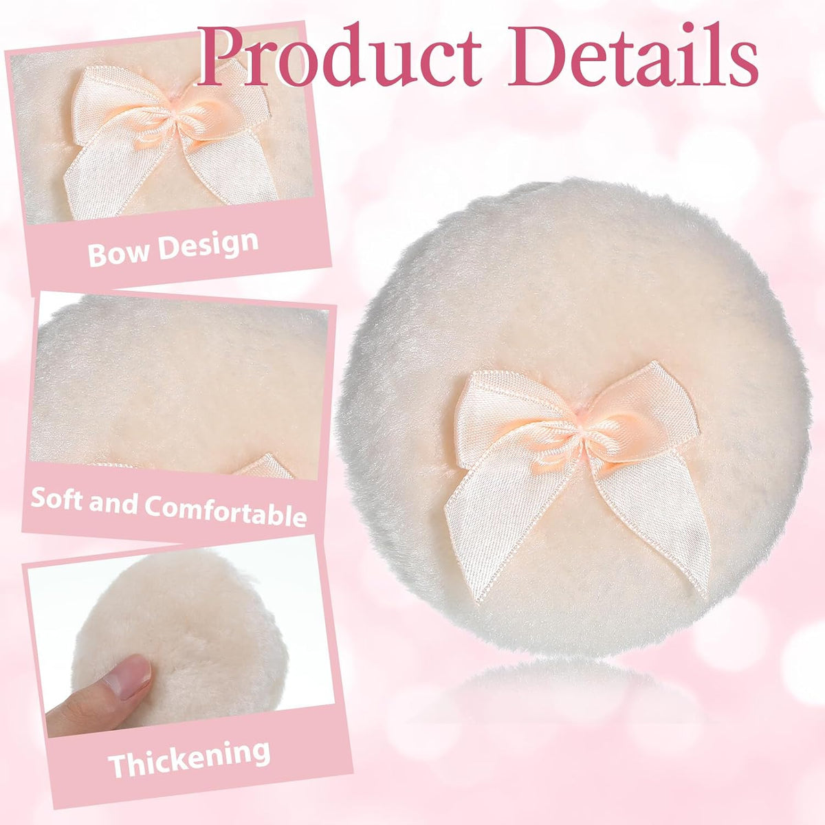 2 Pcs Large Fluffy Powder Puffs, 3.4 Inch Soft Body Powder Puff Washable Reusable Dusting Big Fluffy Puff for Wet Dry Makeup Face Body