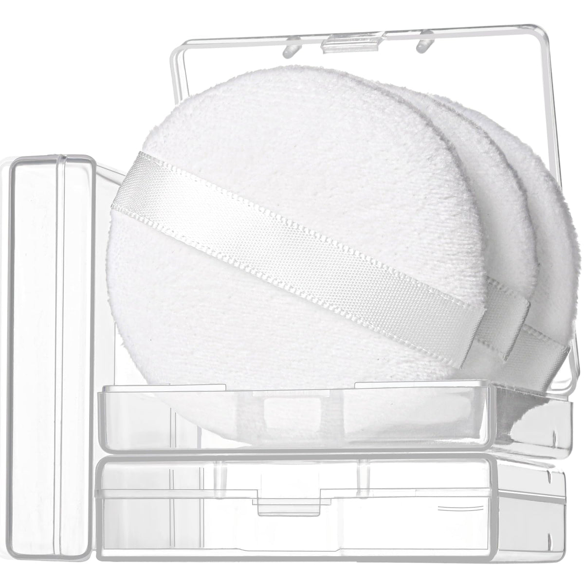 Teenitor 3pcs Setting Powder Puff 2.36 Inch, Soft Applicator for Loose and Pressed Powder, Powder Puffs for Face Powder With Cases, White