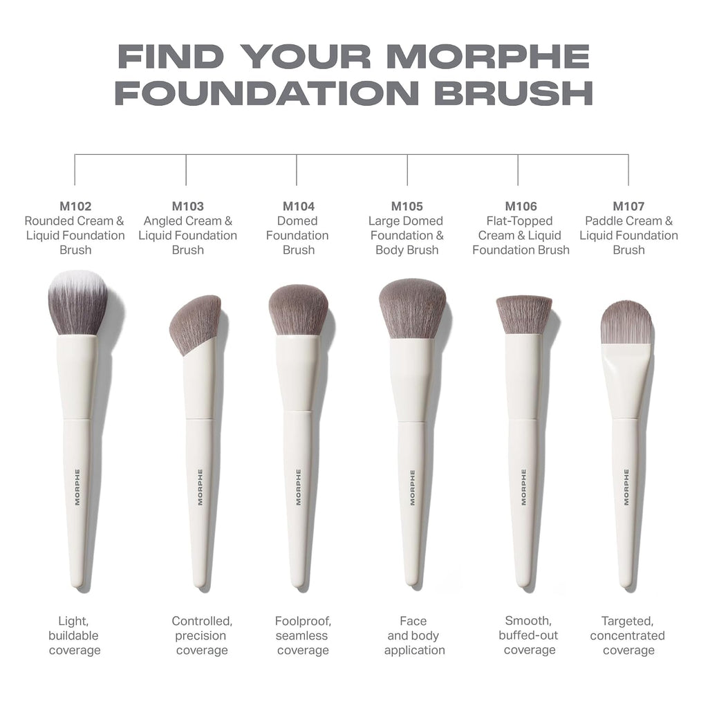 Morphe M104 Domed Foundation Brush - Dense Blending Tool for Seamless Coverage & Liquid Makeup Application - Buffing Foundation Brush for Even Complexion Finish