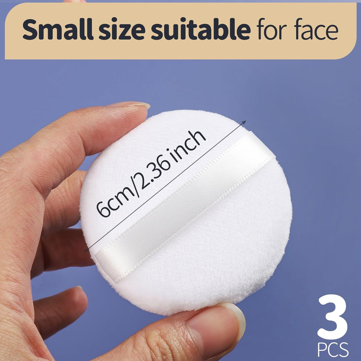 Teenitor 3pcs Setting Powder Puff 2.36 Inch, Soft Applicator for Loose and Pressed Powder, Powder Puffs for Face Powder With Cases, White