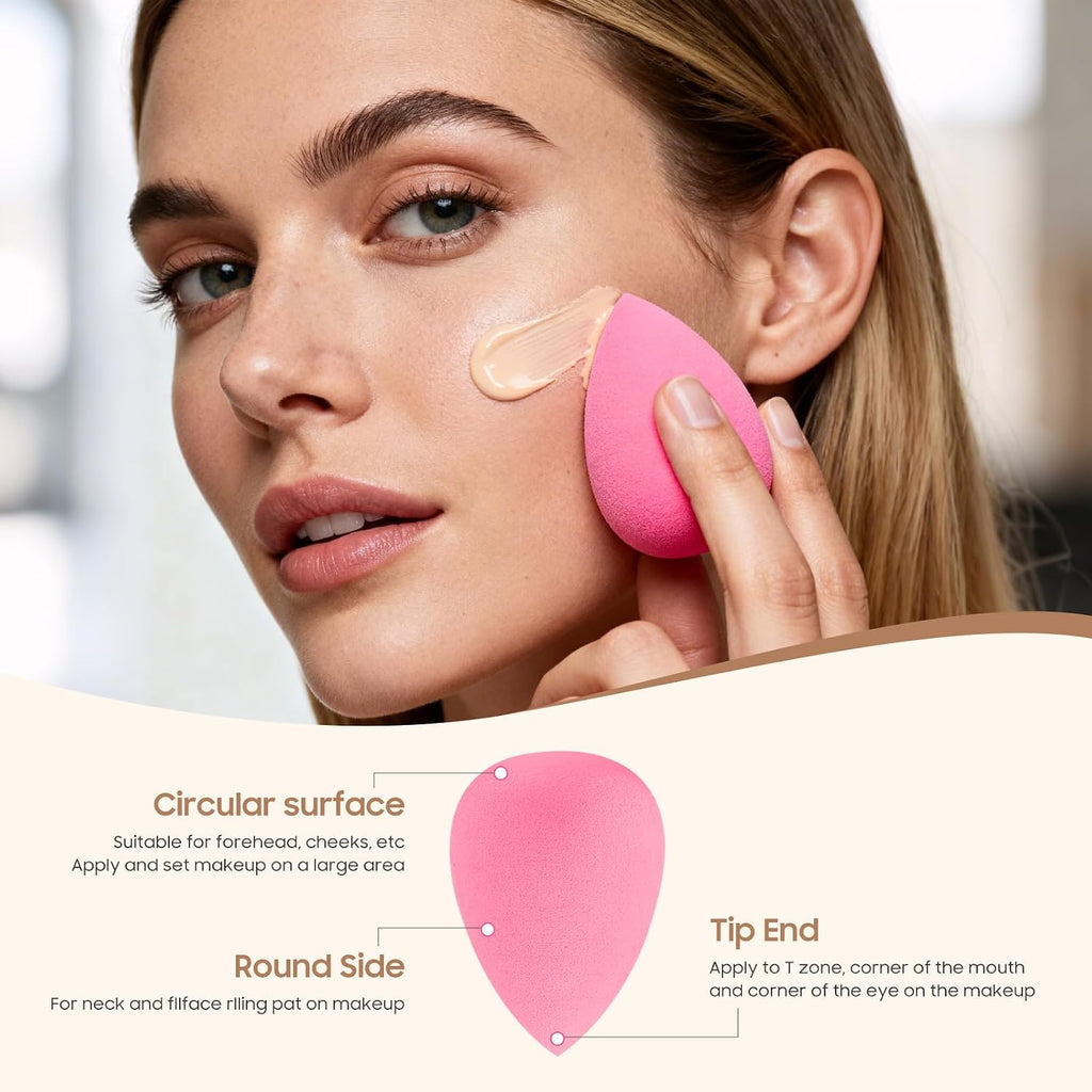 15 Pcs Multicolor Makeup Sponge Set, Latex-Free Soft Wet/Dry for Foundation
