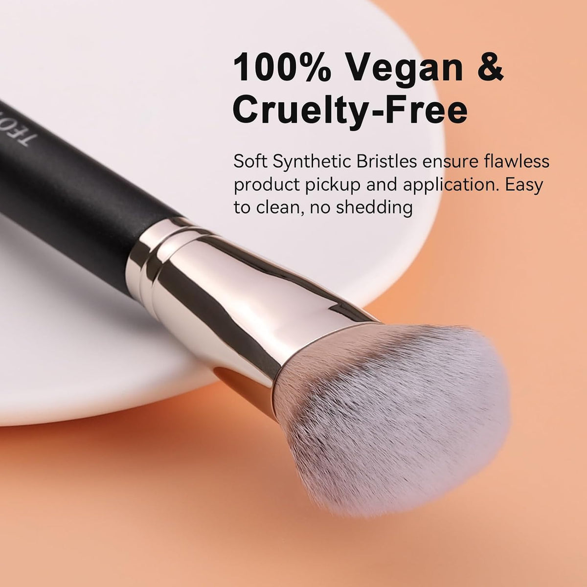 TEOYALL Domed Foundation Brush, Soft Dense Base Blending Stippling Brush