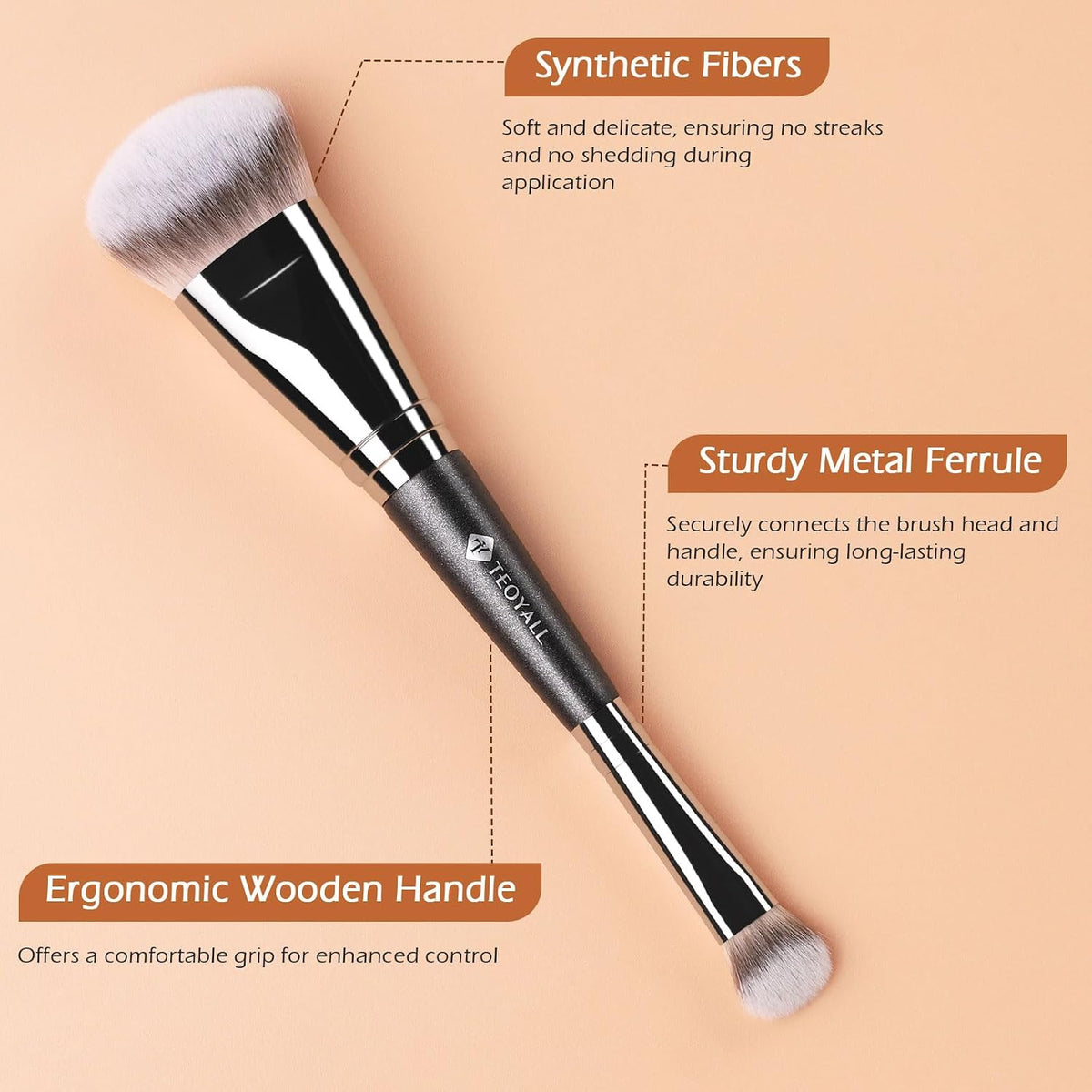 TEOYALL Dual-Ended Brush, Cat Paw Foundation and Under Eye Concealer Brush