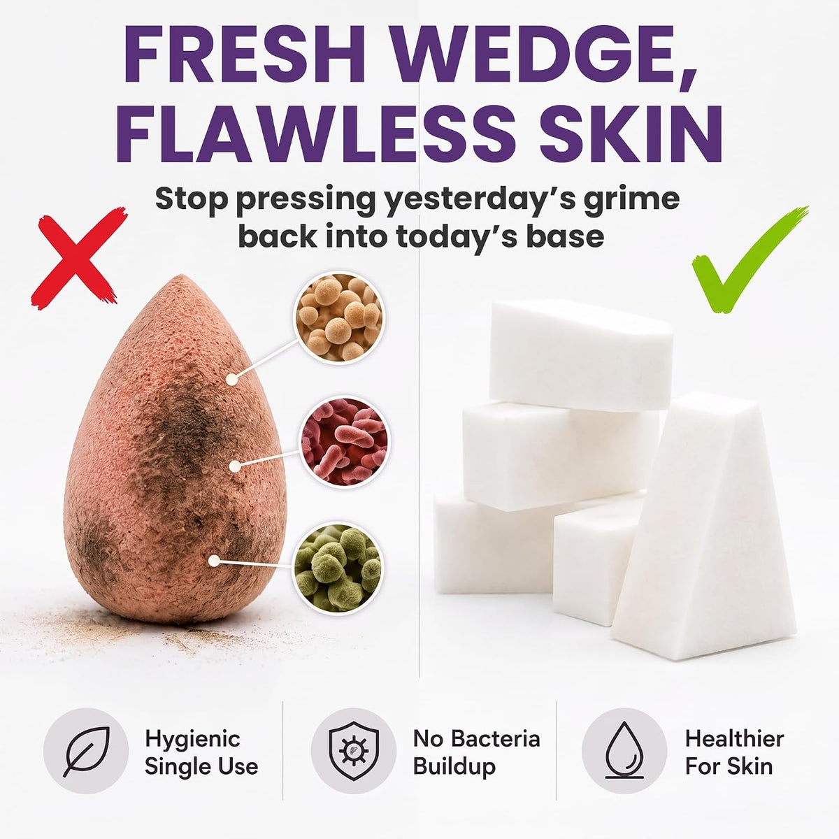 Earth & I - 32-Pack *PRE-CUT* Makeup Wedges: Professional Triangle Sponges