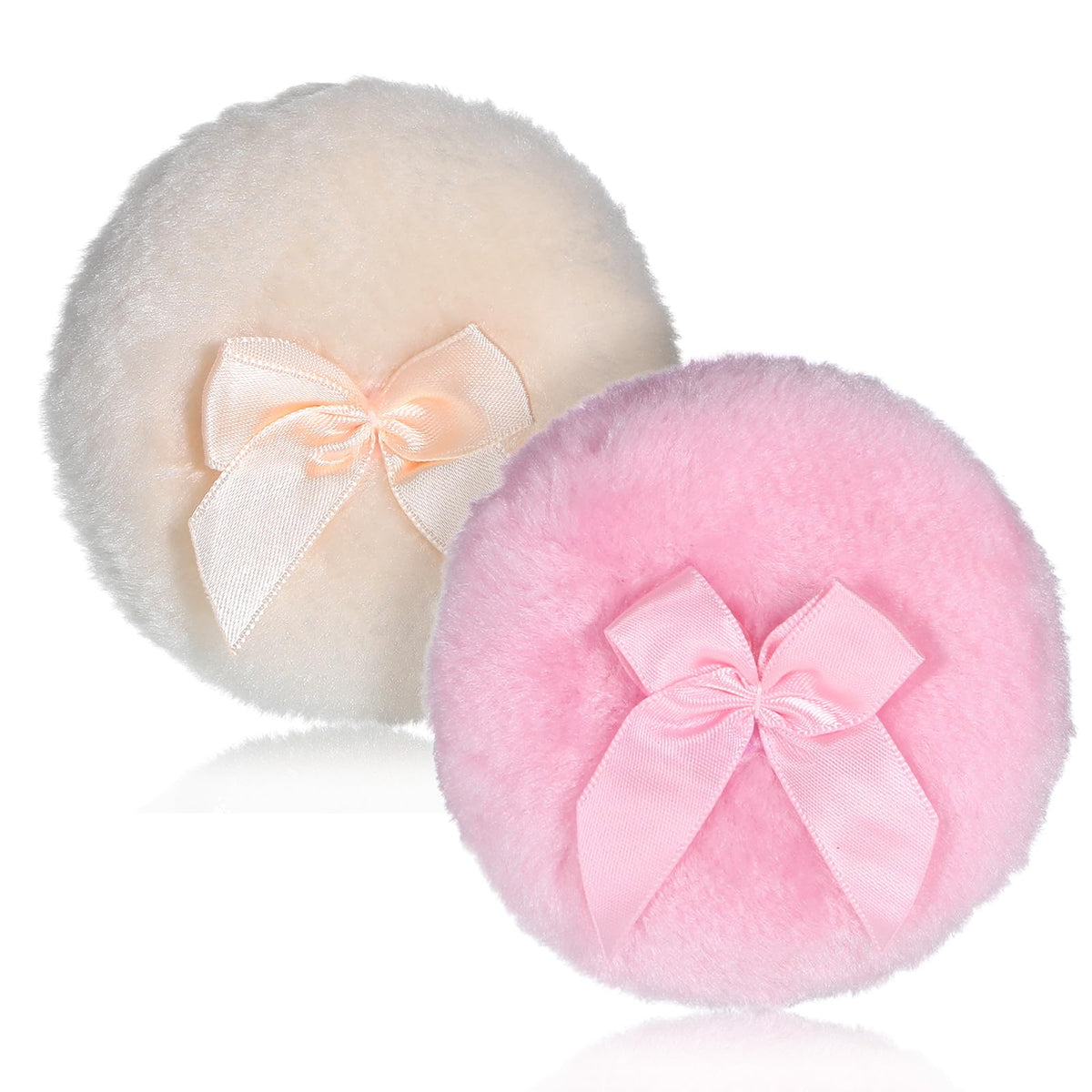 2 Pcs Large Fluffy Powder Puffs, 3.4 Inch Soft Body Powder Puff Washable Reusable Dusting Big Fluffy Puff for Wet Dry Makeup Face Body
