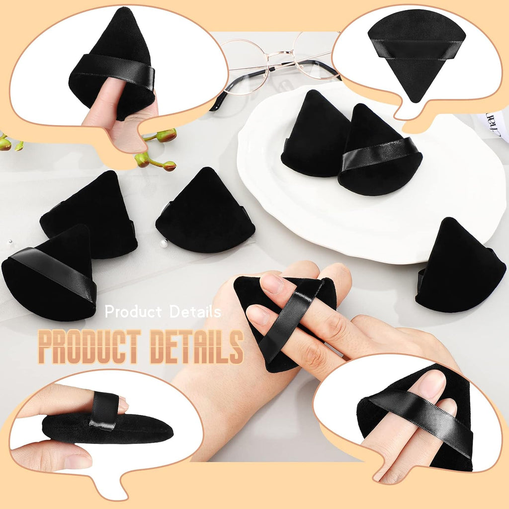 Suclain 48 Pcs Triangle Powder Puff Velour Makeup Sponges,Black