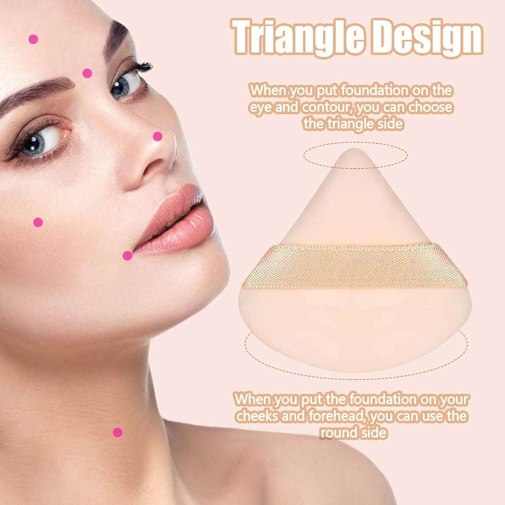 Pimoys Powder Puffs, 6 Pack Triangle Velour Face Sponges for Powder