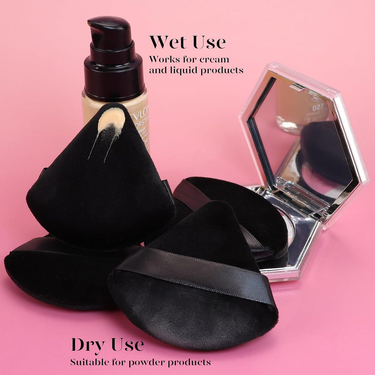 BEAKEY Powder Puff, 12pcs Face Triangle Powder Puffs for Loose & Foundation