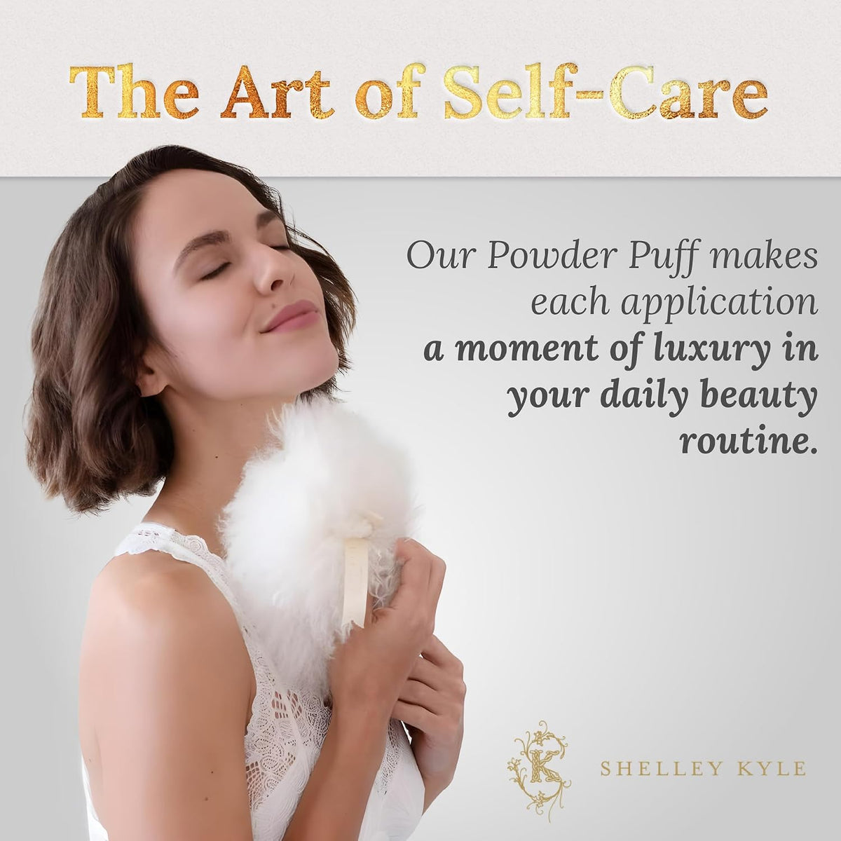 Shelley Kyle Classic Powder Puff, Handmade, Lambs Wool Dusting Powder Puff 7x7 Inches, 1 Count