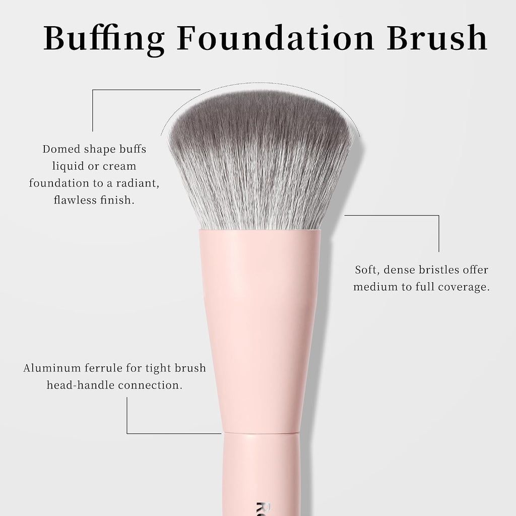 REAL PERFECTION Buffing Foundation Brush, Professional Face Makeup Brush for Streak-Free Application, Suitable for All Skin Synthetic Cruelty-Free Beauty Brush for Liquid Cream Foundation Bronzer