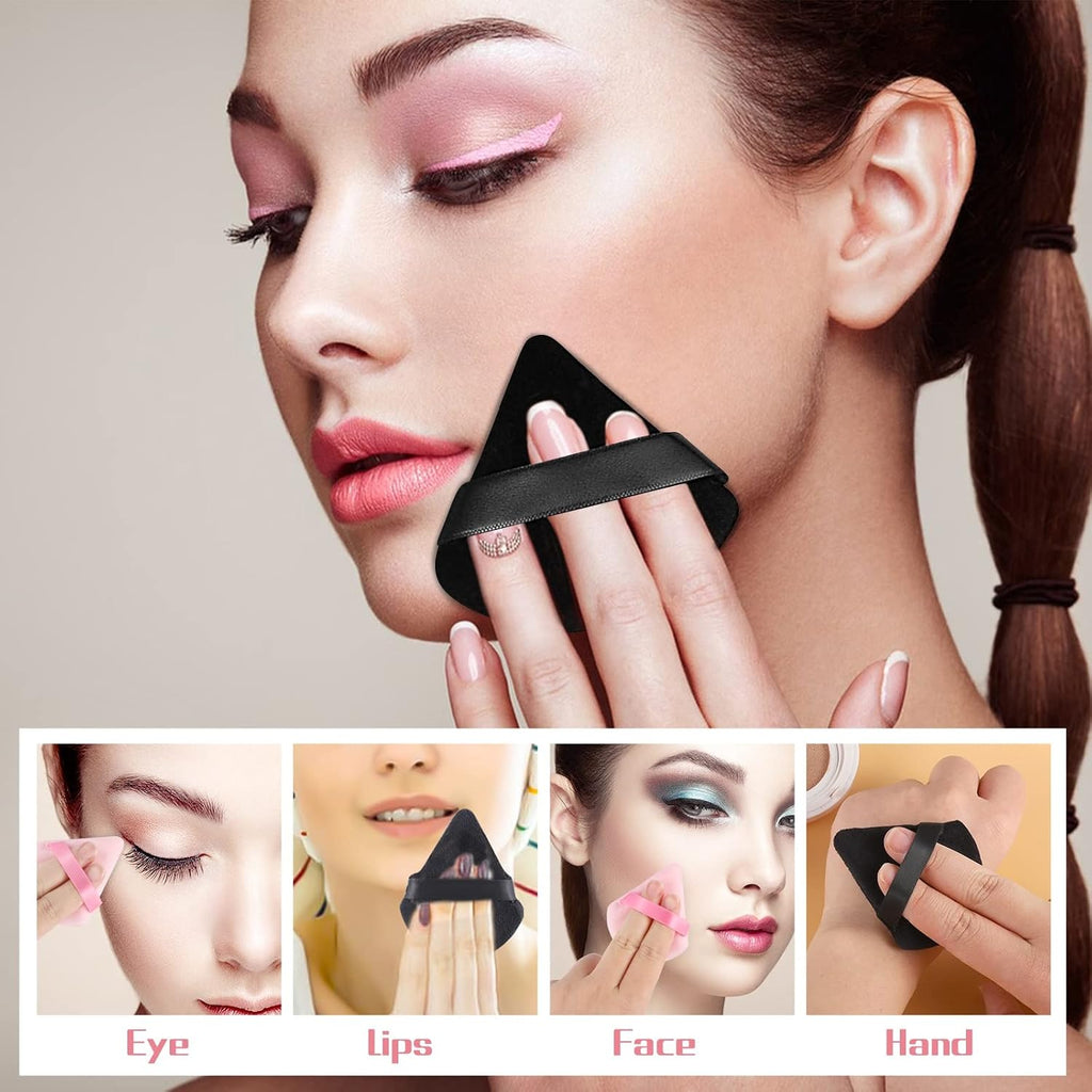 Pimoys Powder Puffs, 12 Pack Triangle Makeup Sponges, Black