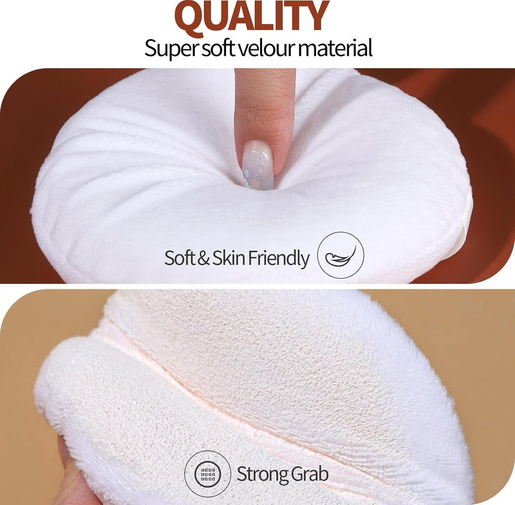 Teenitor 4.13 Inch Ultra Soft Washable Large Round Velour Powder Puff for Body Loose Powder, 4 Pcs