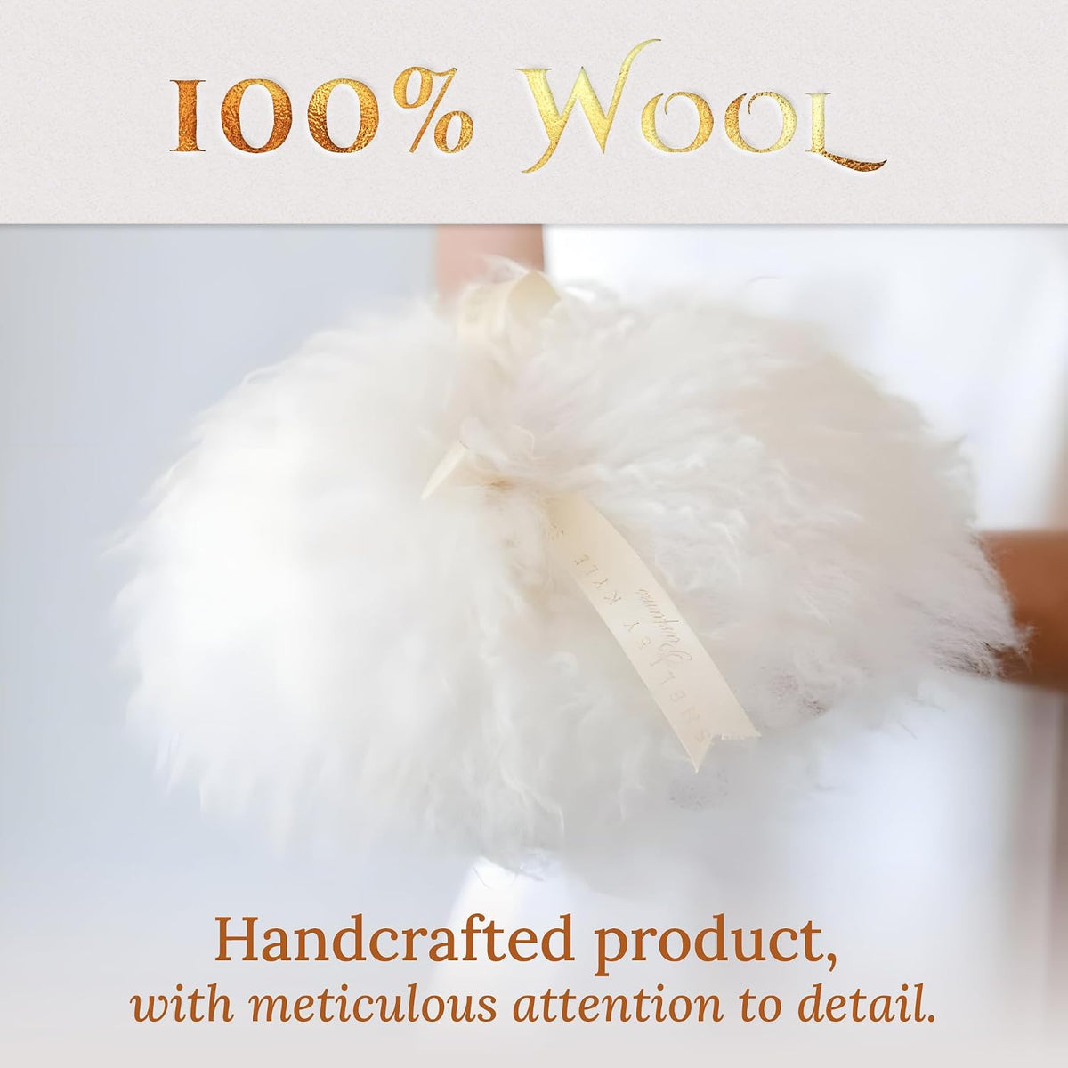 Shelley Kyle Classic Powder Puff, Handmade, Lambs Wool Dusting Powder Puff 7x7 Inches, 1 Count