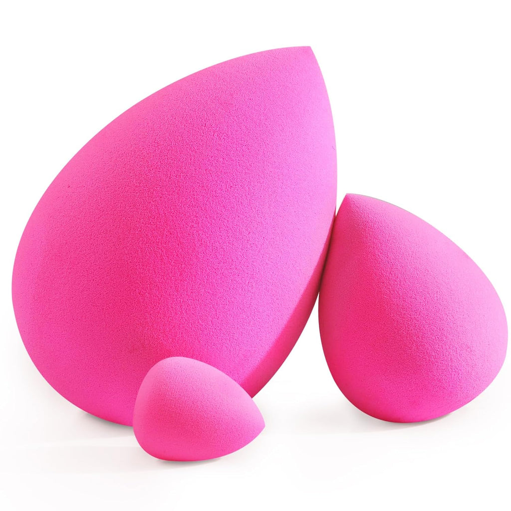 BEAKEY Makeup Sponge Trio Set, 3 Sizes Large Mini Standard