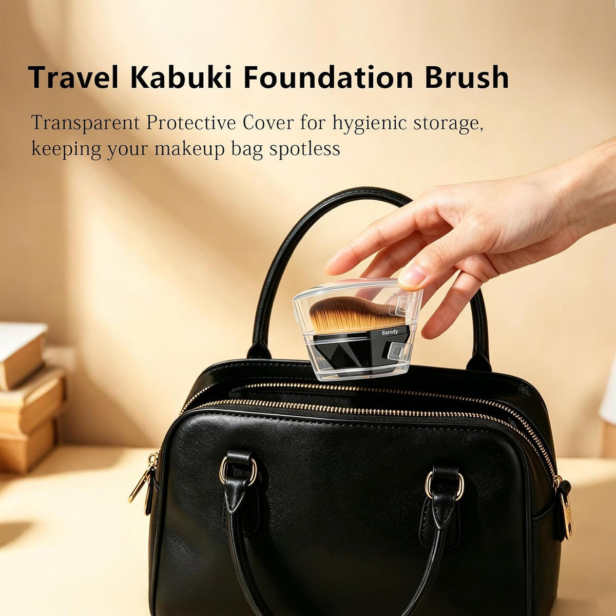 Foundation Brush, Angled Wavy Kabuki Makeup Brush with Protective Case
