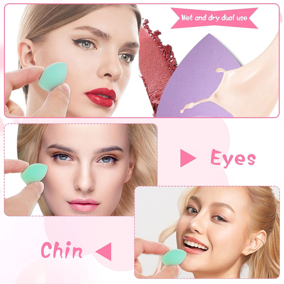40 Pcs Mini Makeup Sponges, Multi-Color, Latex-Free, with Case