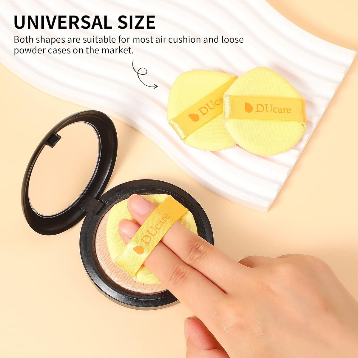 DUcare Foundation Brush with Makeup Sponges 5pcs Puff Flat Top Kabuki Brush for Liquid Blending Mineral Powder Buffing Stippling