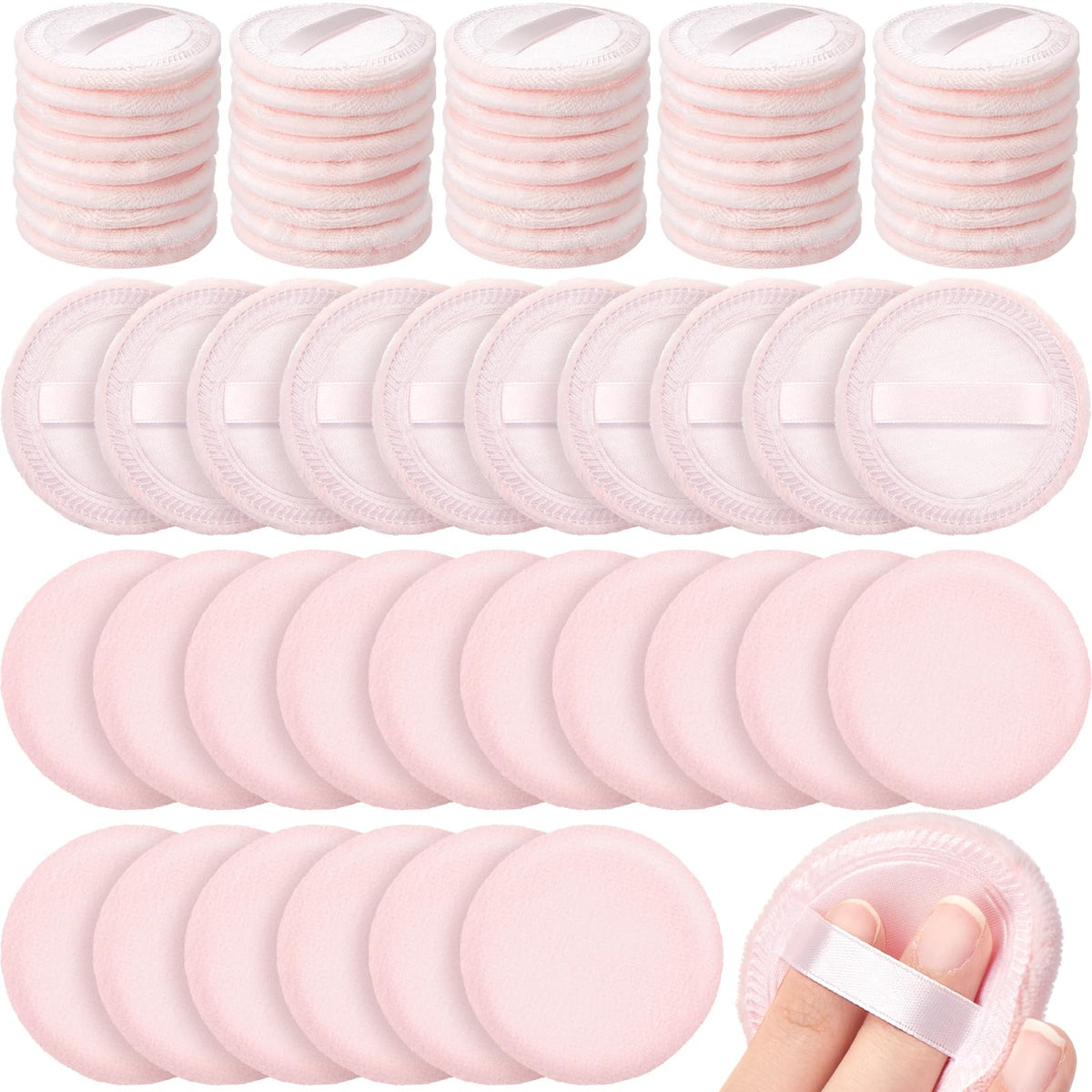 Silifine 40 Pcs White Cotton Powder Puffs, Round Powder Puffs