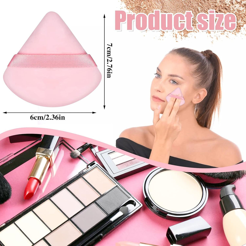 Pimoys Powder Puffs, 6 Pack Triangle Velour Makeup Sponges, Pink Black