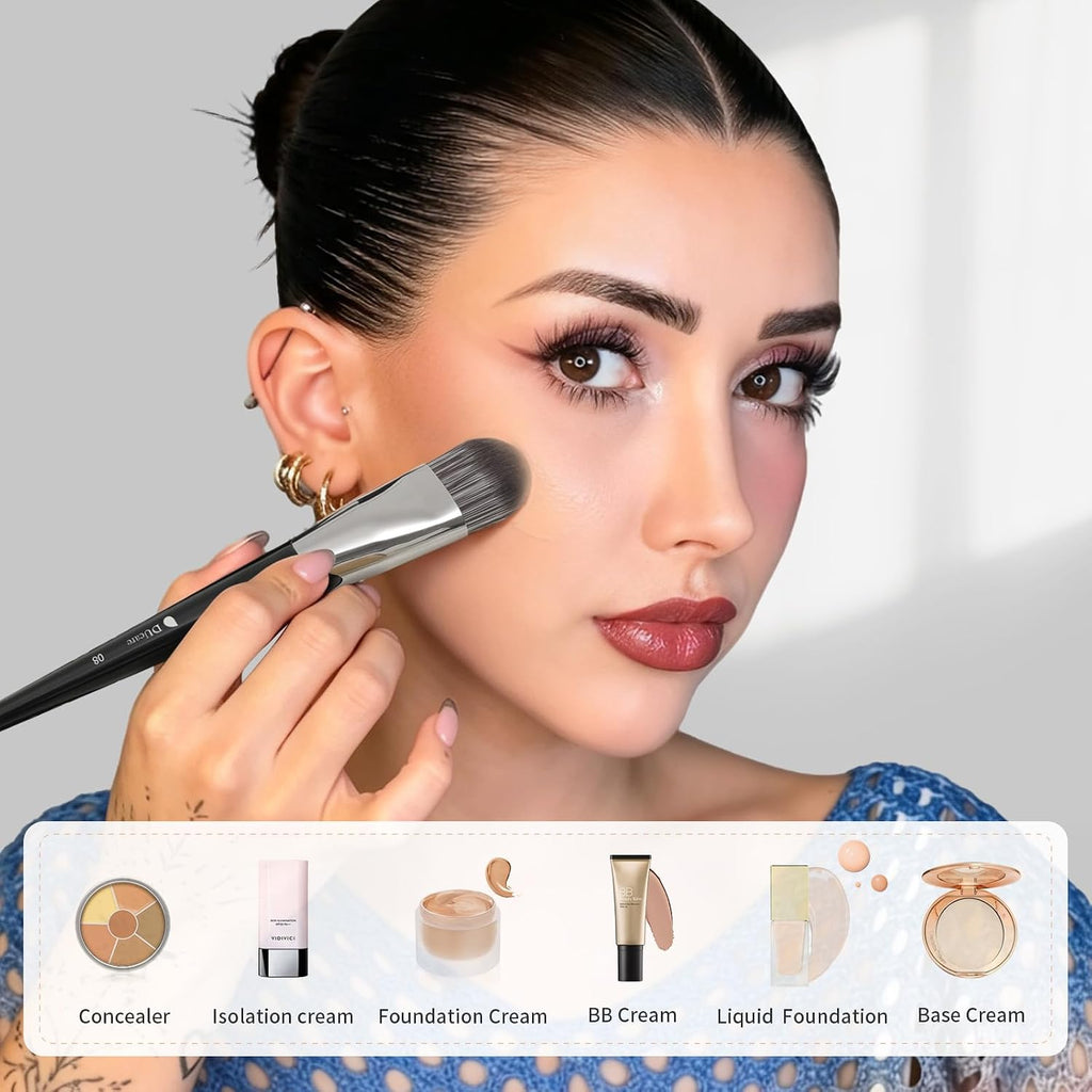 DUcare Flat Foundation Brush for Liquid Makeup, Premium Synthetic Hair Concealer/Kabuki Makeup Brush, Dense Bristles Design, Multi-Purpose Face Brushes for Liquid/Cream/Facial Mask