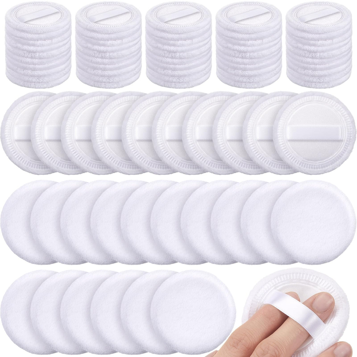 Silifine 40 Pcs White Cotton Powder Puffs, Round Powder Puffs