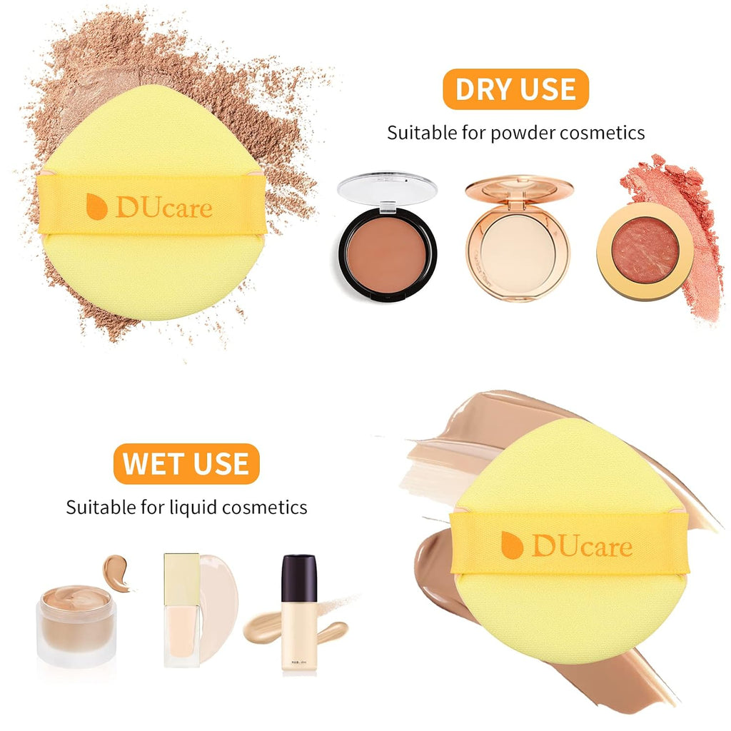 DUcare Foundation Brush with Makeup Sponges 5pcs Puff Flat Top Kabuki Brush for Liquid Blending Mineral Powder Buffing Stippling