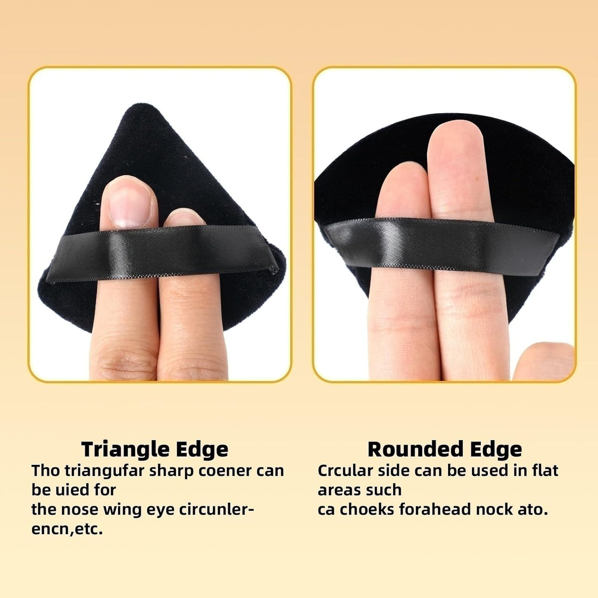 ZHIYE 4pcs Triangle Powder Puffs, Reusable Face Makeup Puff, Multifunctional Facial Makeup Tool Wet, Dry Dual-Use Makeup Sponge for BB CC Cream Liquid Foundation(BLack)