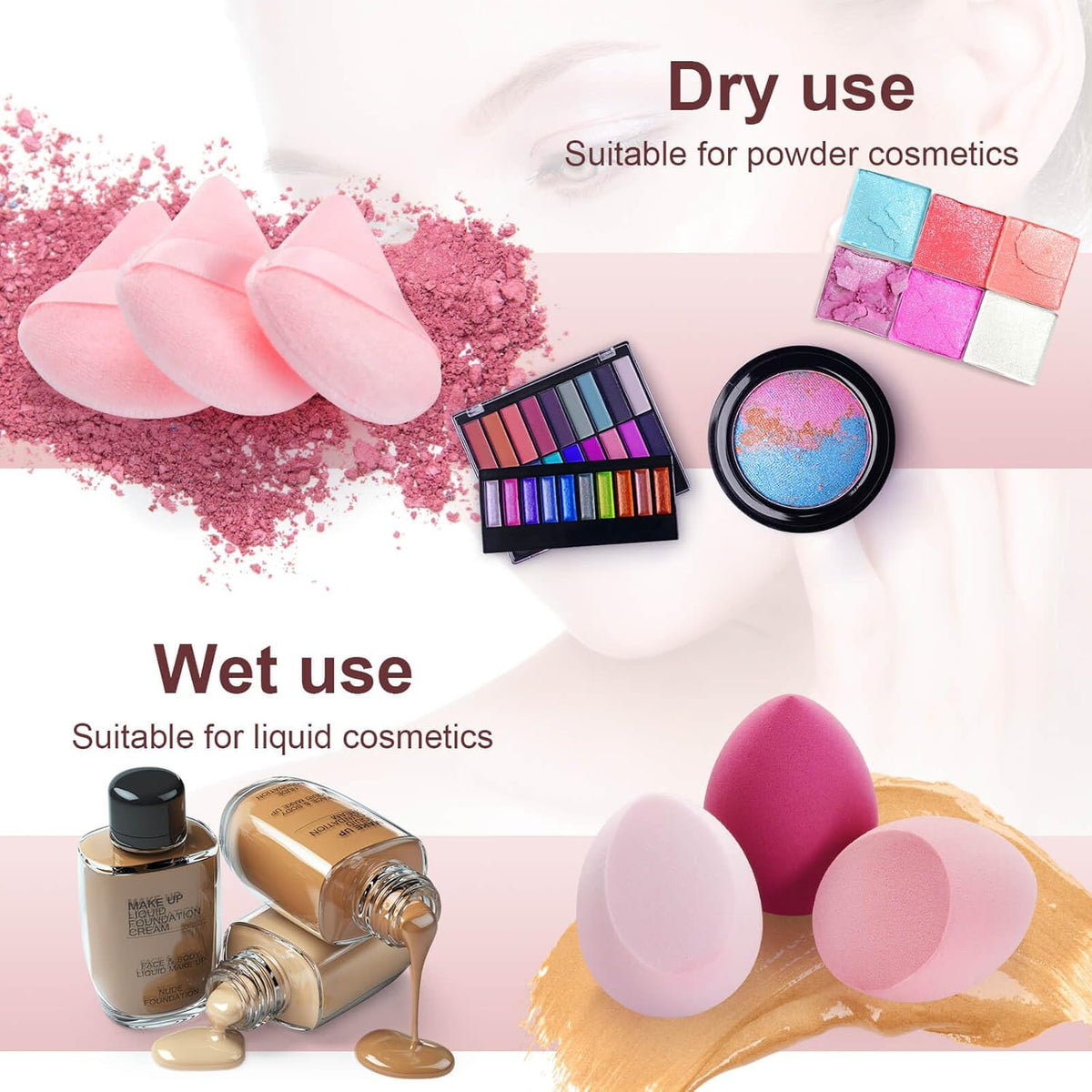 16PCS Makeup Sponge Set, with Triangle Powder Puff Beauty Blender Sponge and Mini Sponge For Foundation Concealer And Powder