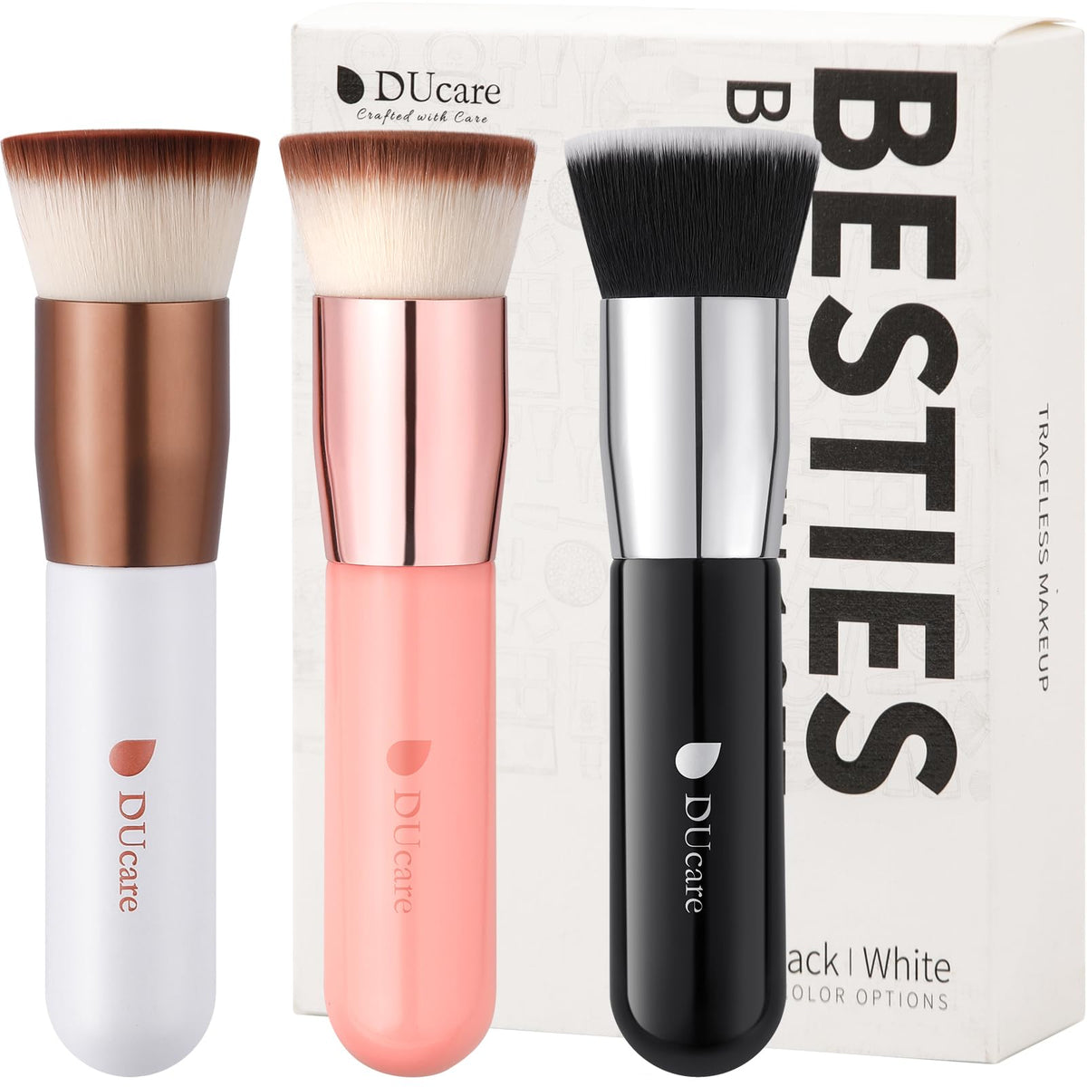 DUcare Foundation Brush for Liquid Makeup,Flat Top Kabuki Foundation Brushes - Premium Makeup Brush for Liquid, Cream, Powder,Buffing, Blending,Pink