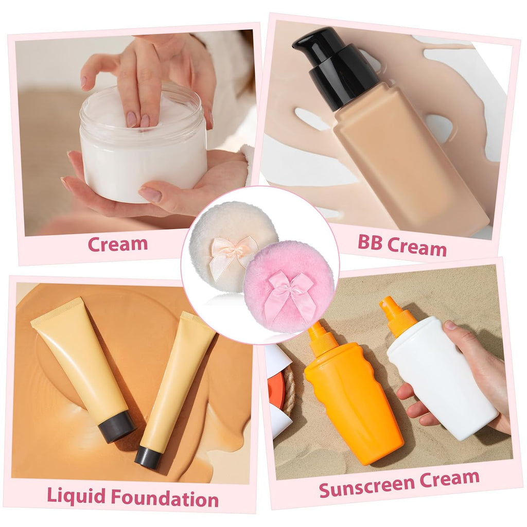 2 Pcs Large Fluffy Powder Puffs, 3.4 Inch Soft Body Powder Puff Washable Reusable Dusting Big Fluffy Puff for Wet Dry Makeup Face Body