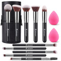BEAKEY Makeup Brushes set with 2 Blending Sponges,10 Brush Face and Eye Set